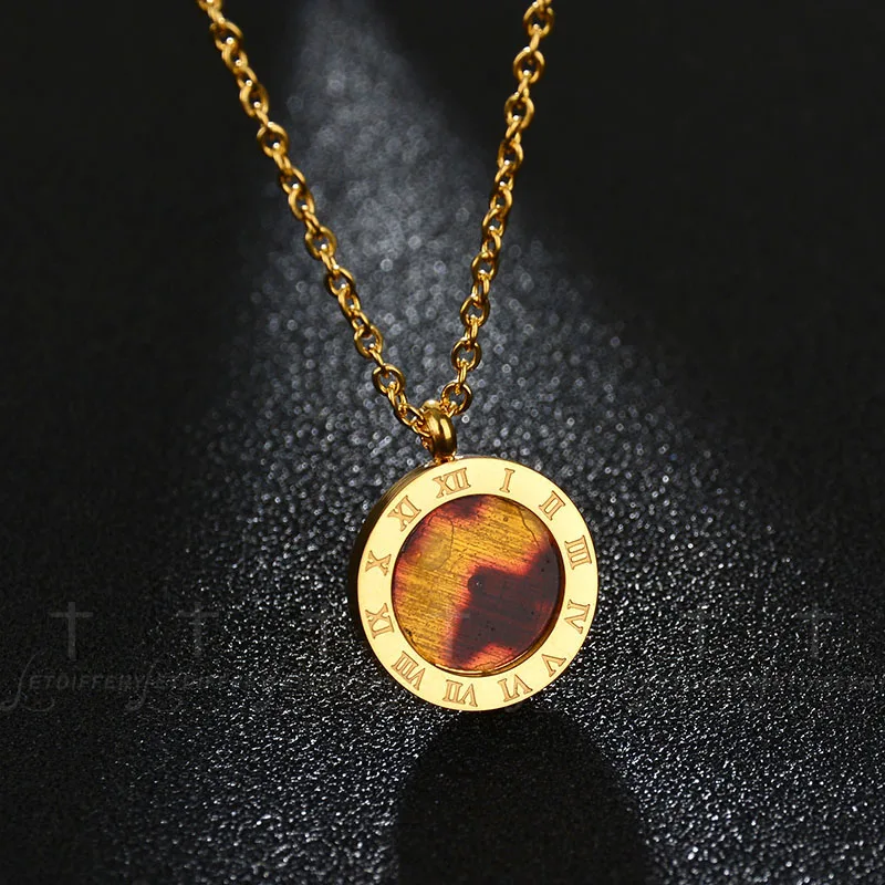 yellow gold Letdiffery, роскошное Золотое римское письмо, ожерелье из нержавеющей стали, полированное маленькое круглое ожерелье для женщин, девушек, ювелирное изделие - Окраска металла: yellow gold