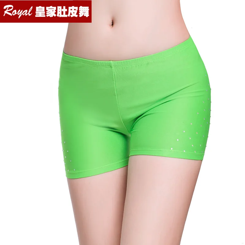Light green Горячая Распродажа новые сексуальные Стразы шорты для танца живота костюм для танца живота Горячие Короткие Штаны для выступлений 13 цветов-9010 - Цвет: Light green