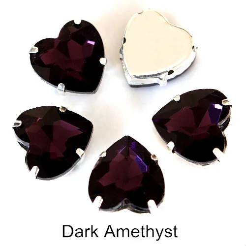 Dark Amethyst Сердце форма стекло кристалл красочные пришить стразы с коготь ясно пришивать коготь Стразы Блеск Стразы для одежды B2973 - Цвет: Dark Amethyst