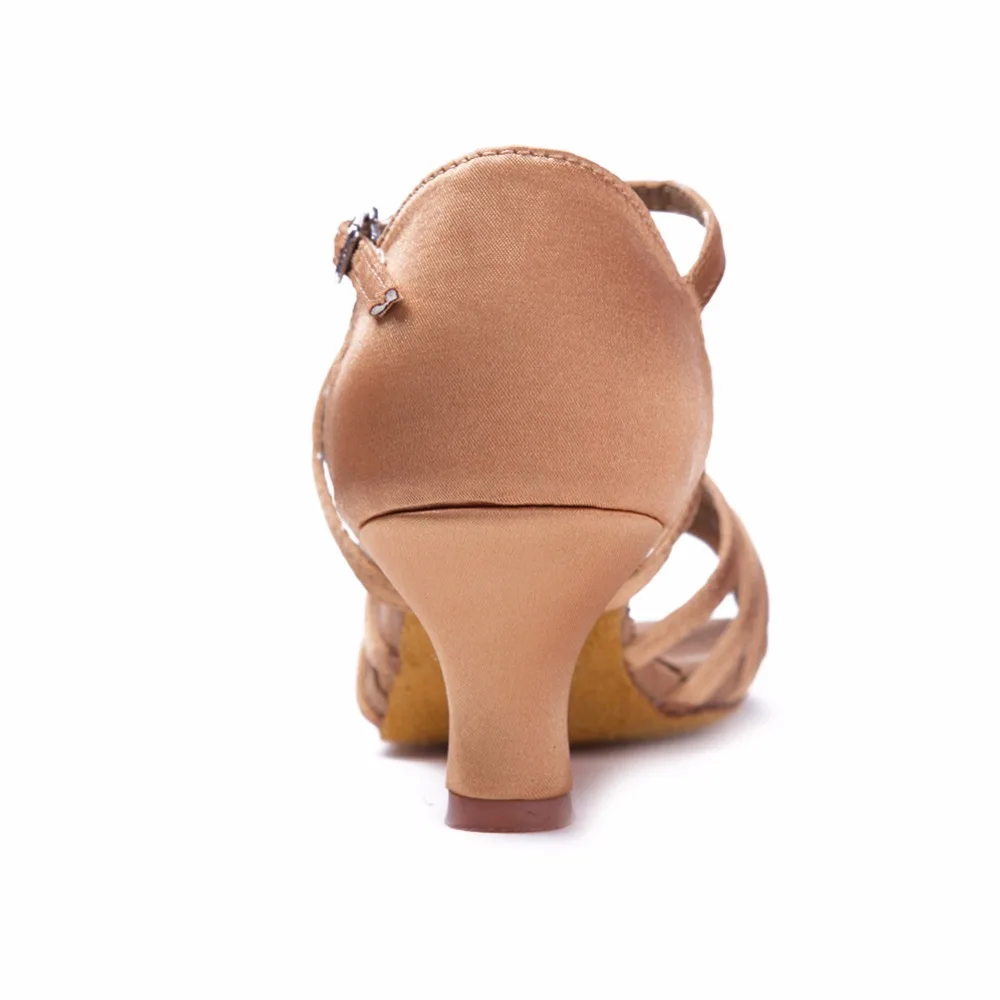 Женские атласные туфли без узла обувь для латинских танцев 7 см/5 см бежевого