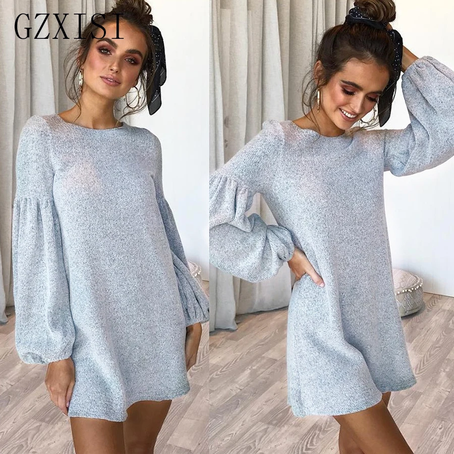 Зимнее платье женская рубашка большого размера свободный свитер вязаное для