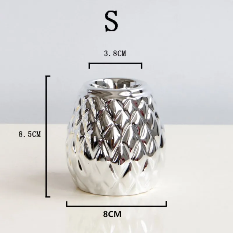 Luxury Plating Gold Silver Ceramic Candlestick Holder Candle Cup European Home Candlelight Dinner Decoration Ornaments