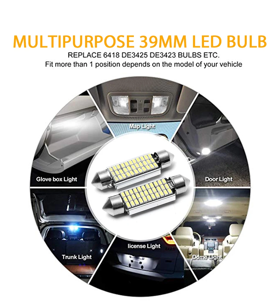 2 шт. 31 мм 36 мм/39 мм/41 мм C5W C10W 18 27 30 33 SMD 3014 Светодиодный гирлянда светильник CANBUS без ошибок авто интерьер купола лампы