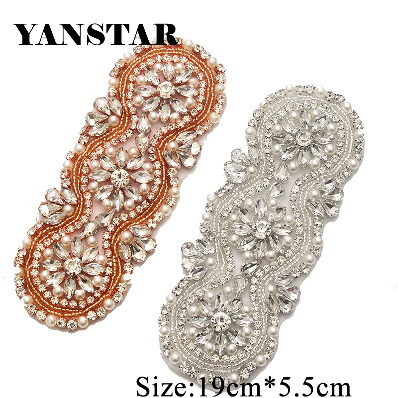 

YANSTAR (5pcs) Wholesale Bridal Belt Beaded Crystal Rhinestonesd Appliques Accessory Sewing On Wedding Dress Sash YS928