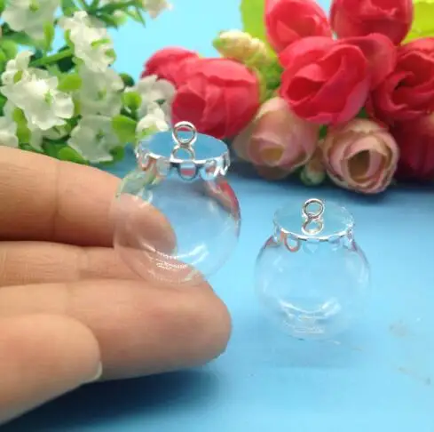 5sets/lot 20*12mm glass globe jewelry findings set vial pendant wishing bottle dome cover necklace charms | Украшения и
