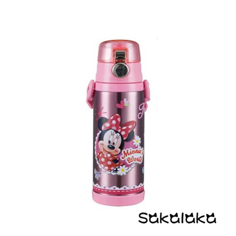 Minnie Дисней Тачки Микки Минни дети Вакуумная бутылка из нержавеющей стали 450 мл с веревкой - Цвет: Minnie
