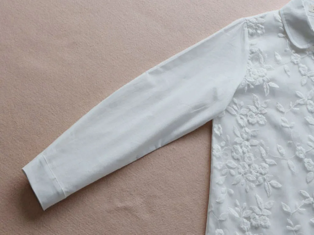 Короткие женские блузки белого цвета 2021 модные с цветочной вышивкой Детская