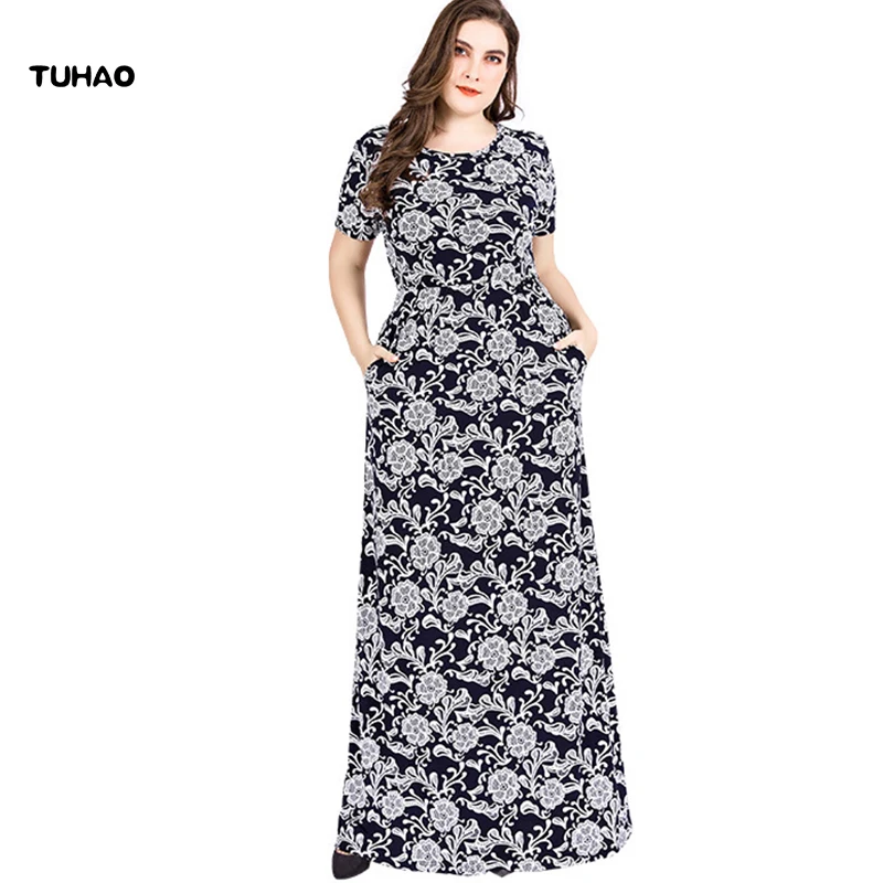 Женское винтажное офисное платье TUHAO длинное макси размера плюс 6XL 5XL 4xl вечерние