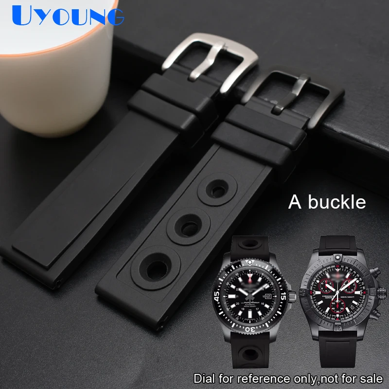 Ремешок для часов 22 мм силиконовый резиновый водонепроницаемый черный|Ремешки