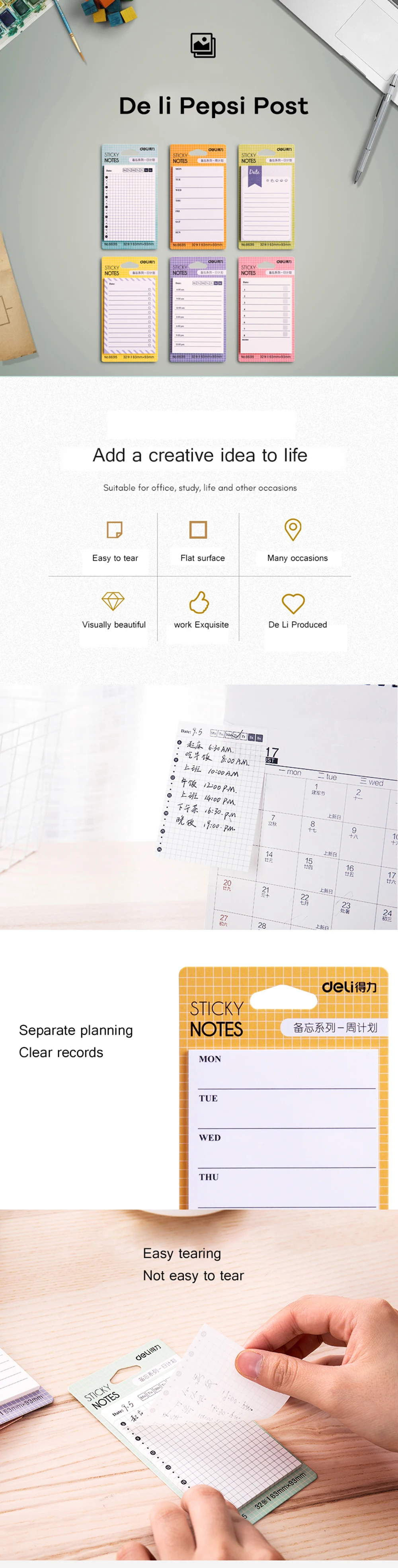 Deli милый еженедельник memo pad 6 стилей kawaii стикер для заметок скрапбукинга filofax повесток планировщик офисные школьные принадлежности