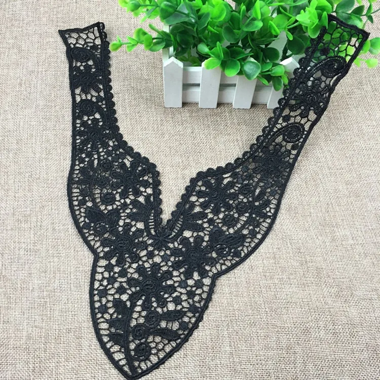 Черный цветочный кружевной воротник тканевый отделка DIY вышивка ткани вырез