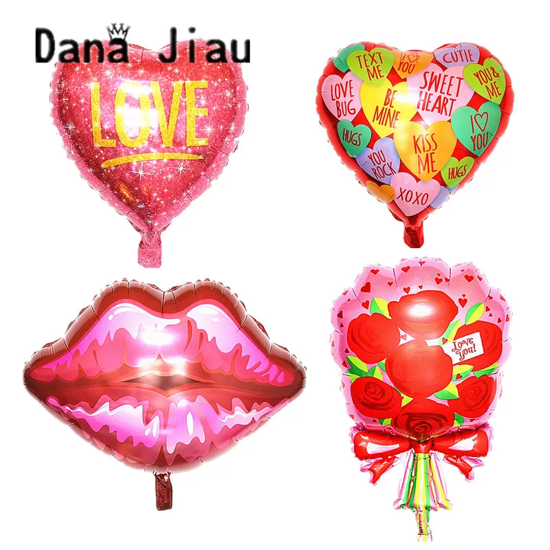 Dana jiau новинка любовь красное сердце свадебное украшение фольга воздушный шар