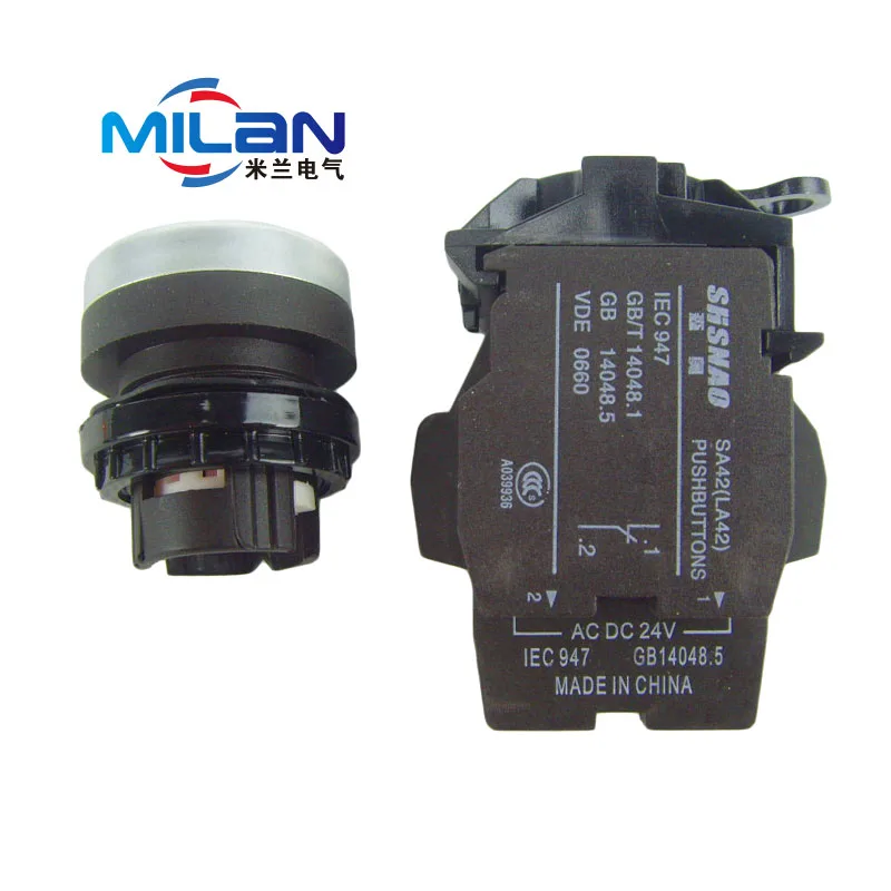 1 шт. кнопка с лампой 1NC LA42PD-01 Качественный серебряный контакт кнопки включения/выключения моментального типа 22 мм включено.