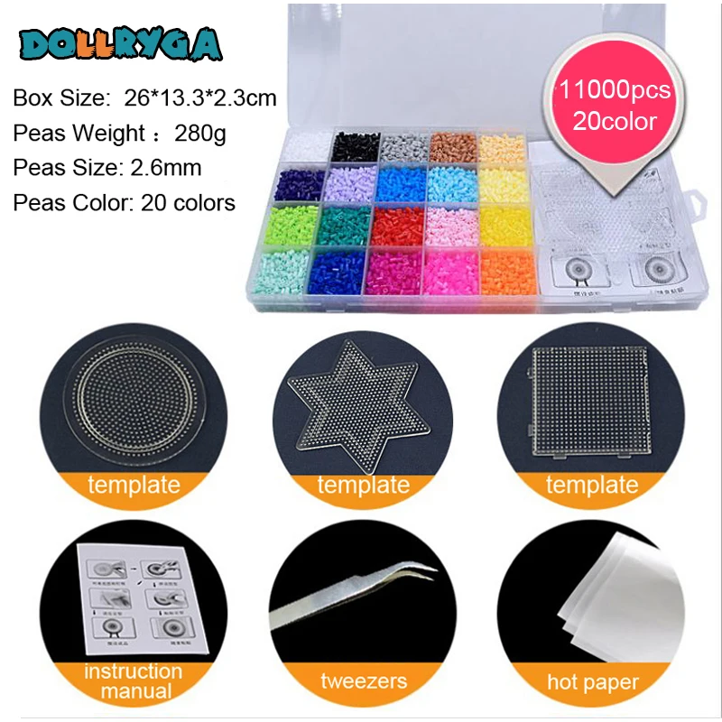 11000 шт./компл. Beads Хама бусины 2,6 мм DIY Pegboard инструмент Пинцет головоломка горох Пазлы для детей цвета головоломки игрушки для детей DOLLRYGA