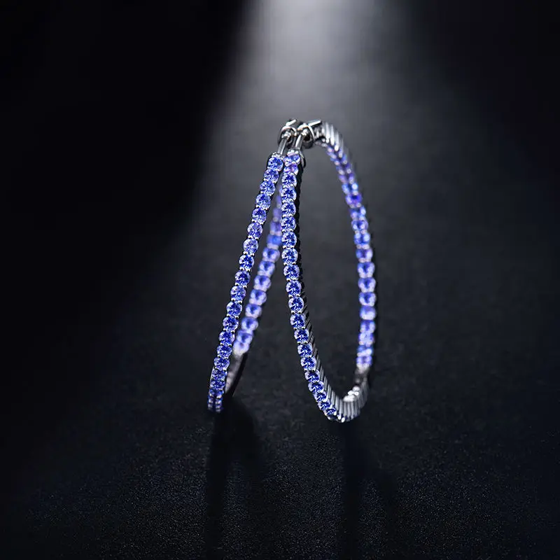 LOVERJEWELRY, Новое поступление, Твердые 14 К/585, белое золото, натуральный Танзанит, свадебные серьги, обещанные, хорошее ювелирное изделие для жены, драгоценный камень, подарок