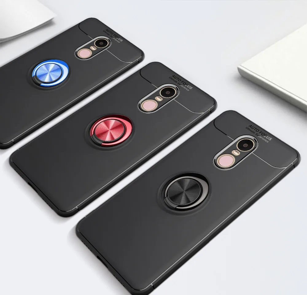 

Rotating Finger Ring Magnetic Car Holder Case For Xiaomi Redmi Note 4X Note 4 Redmi 4X Cover Silicone Case For Xiaomi Redmi 4X