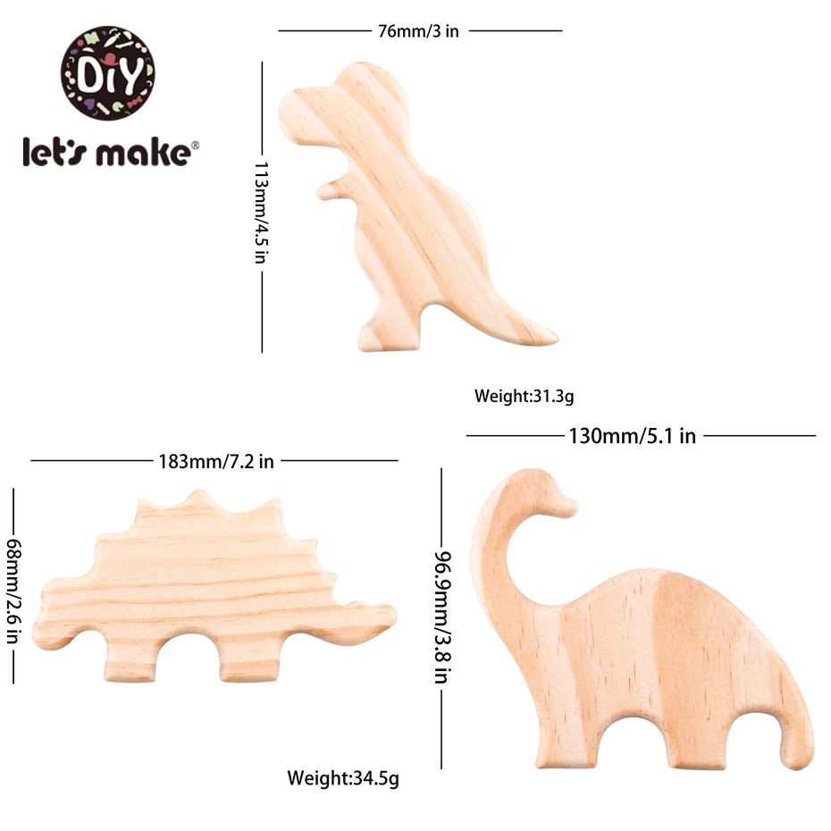 1ER1174 Let's Make 3 шт./компл. деревянный Прорезыватели для зубов мультфильм игрушки игровой набор деревянная игрушка Еда Класс чипы Динозавр Детская идея детские игрушки для детей, подарок - Цвет: 1ER1174