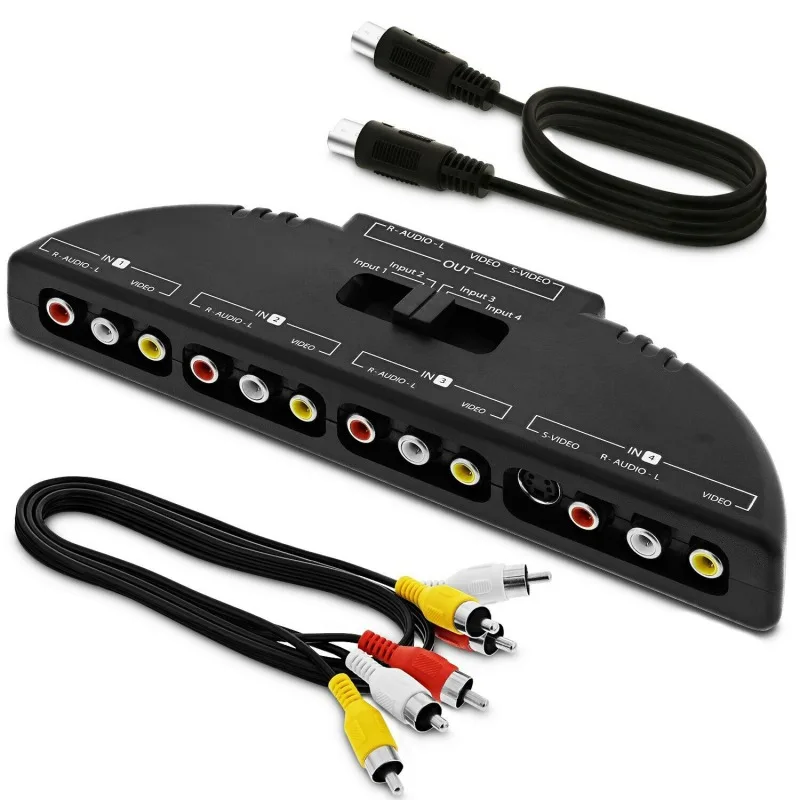 Аудио Видео AV RCA переключатель сплиттер селектор 4 портовый коммутатор