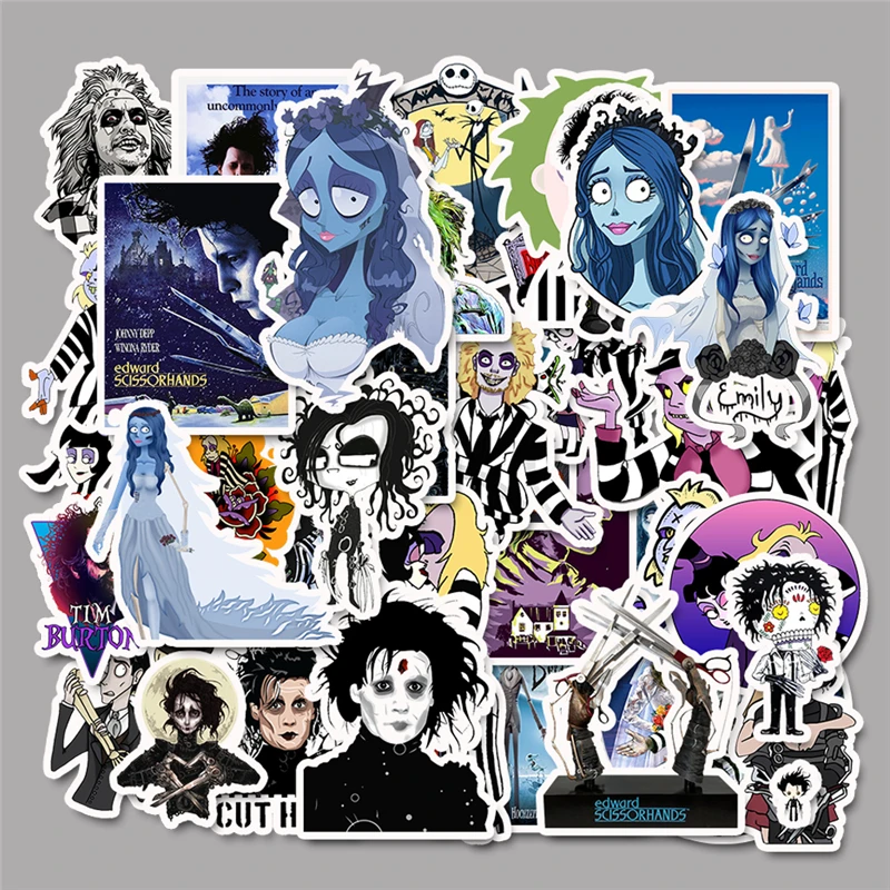 

50 шт. стикеров s Edward Scissorhands Tim Burton, Классический стикер с граффити для скейтборда, ноутбука, велосипеда, водонепроницаемые наклейки