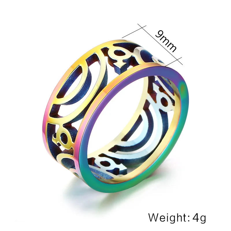 Кольцо из нержавеющей стали для мужчин стильное Радужное кольцо с полым символом