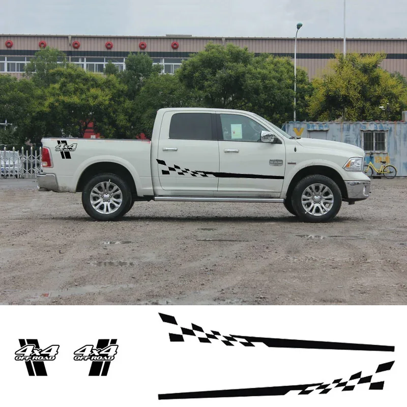 4pcs Sets Decal Sticker Side Stripes Graphics &quotL&quot Racing 4x4 Off Road For DODGE RAM 1500 2500 | Автомобили и мотоциклы