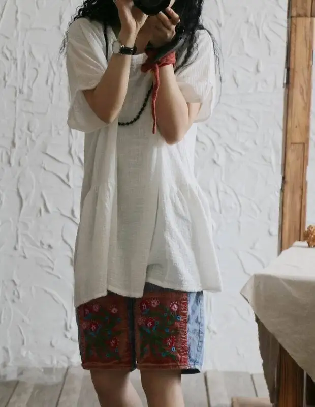 Рубашка ASYMSAY летняя однотонная Удобная с коротким рукавом Свободный Топ из