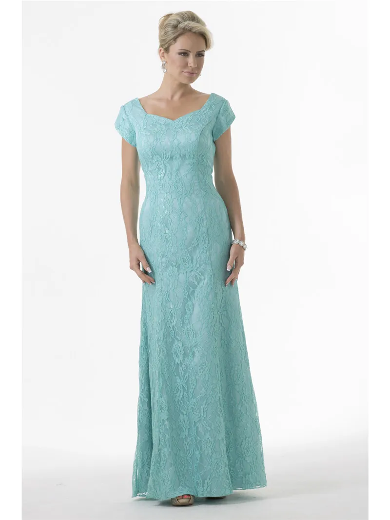 Кружева мятного зеленого цвета скромные платья для подружки невесты с Кепки