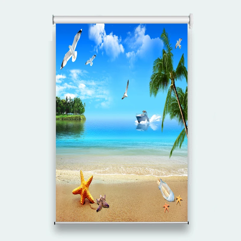 

Customize Beach starfish 3D Roller Blind for Any room decoration Roller Blinds Shade Blackout Sheer Curtains