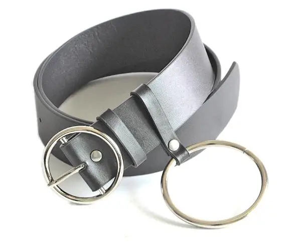 Round buckle silver 100 шт./лот), круглые пряжки, женские ремни для досуга, джинсы, ремень, серебряное кольцо, металлическая пряжка, кожаный черный ремень для женщин - Цвет: Round buckle silver