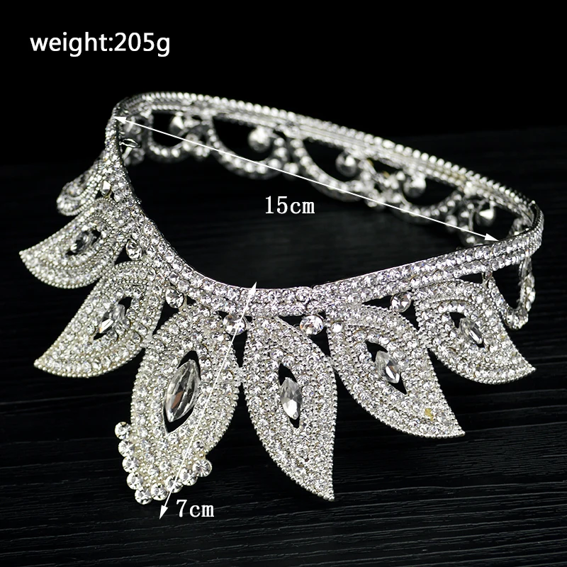 Элегантный Серебряный Кристалл Роскошная корона принцесса свадебные Стразы Большой Круглый диадема головной убор Свадебные аксессуары для волос