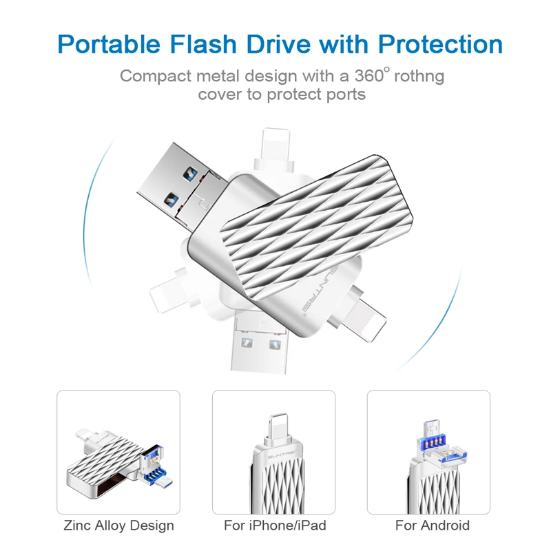 Suntrsi USB 2 0 Flash Drive 16 ГБ 32 OTG Металл флешки для iPhone/iPad/Android смартфон Высокое скорость 64