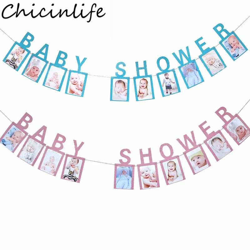Chicinlife 1 комплект синий/розовый детский душ фото баннер для вечеринки в честь Дня