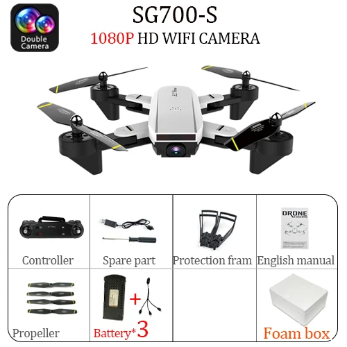 Dual 1080P CAM 3B SG700 SG700S Дрон с камерой 4k 1080P 720P HD камера Дрон Профессиональный Дрон дрона Квадрокоптер игрушка-Вертолет игрушка - Цвет: Dual 1080P CAM 3B