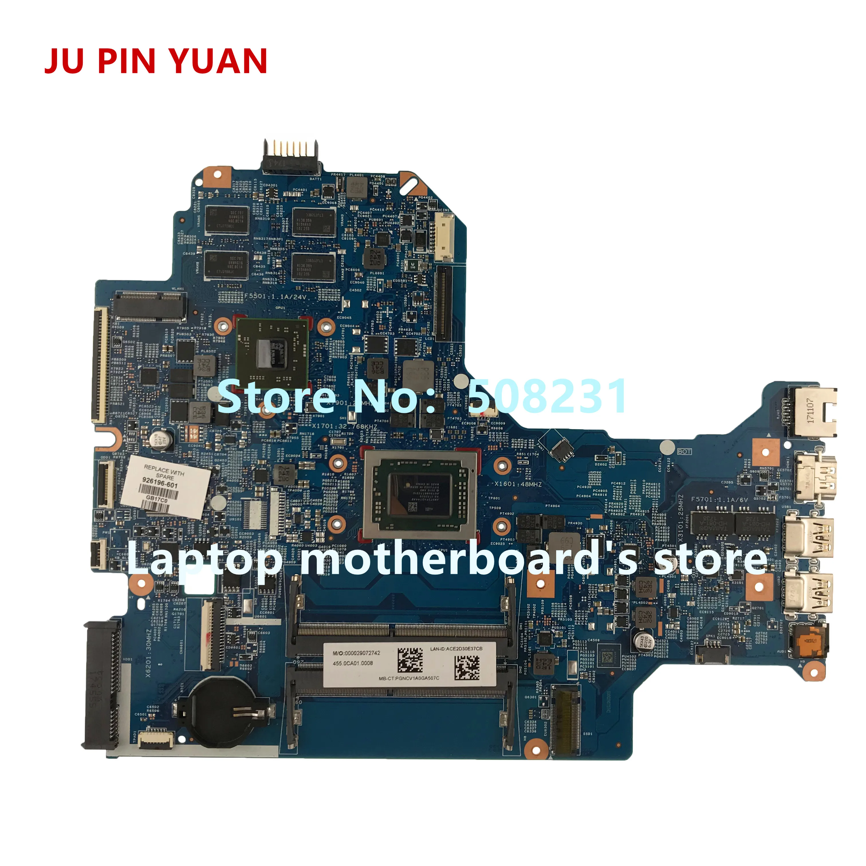 Ju pin yuan 926305-601 G75A DAG75AMBAD0 для ноутбука hp Pavilion power 15-CB материнская плата для ноутбука GTX1050 4 Гб i7-7700 полностью протестирована