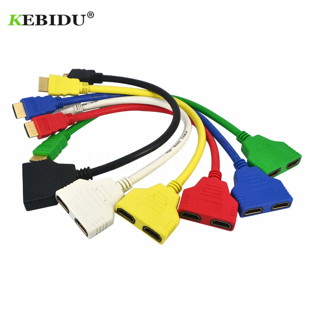 Kebidu 2 порта сплиттер 1 в Выход адаптер Папа мама конвертер видео кабель HDMI