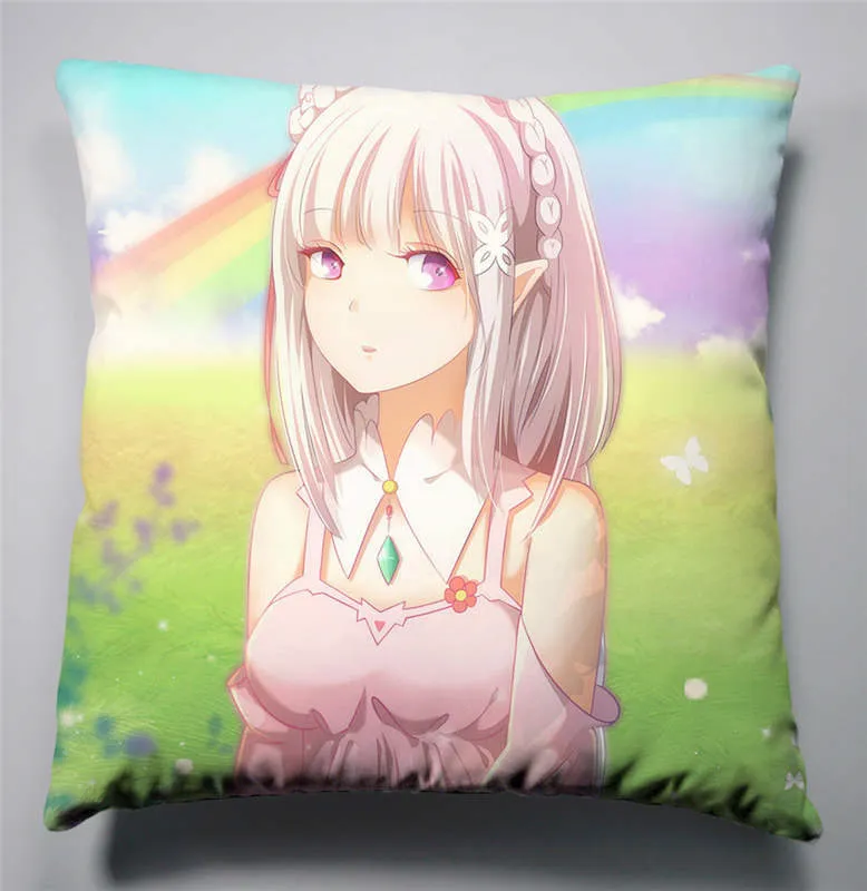 15 Аниме Манга Re Zero kara Hajimeru Isekai Seikatsu подушка 40x40 см наволочка сиденье постельные принадлежности Подушка 010 - Цвет: 15