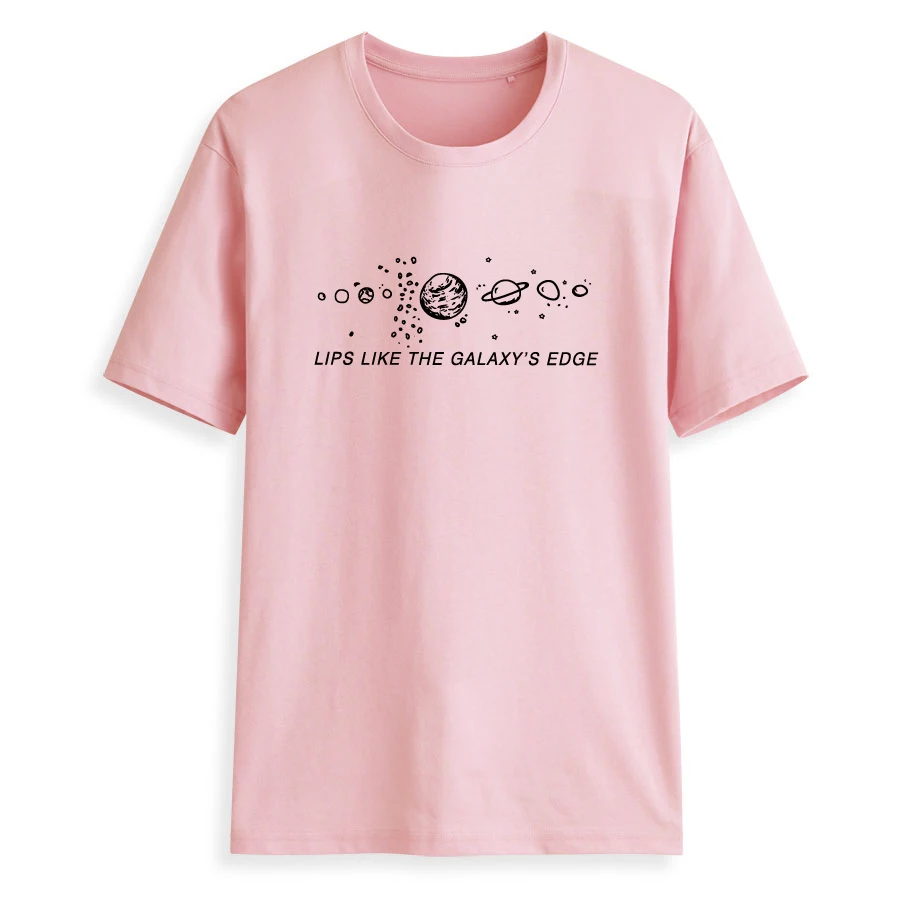 Hillbilly CMK121 Women Harajuku Lips Like The Galaxy's Edge T Shirt for Cotton Tshirts Tees Letters Casual T-shirt | Женская одежда