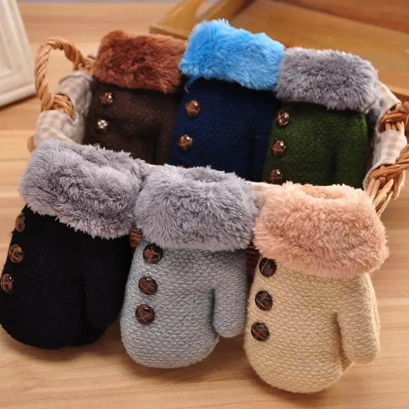 New Arrival Winter Baby Boys Girls Knitted Gloves Warm Rope Full Finger Mittens for Children Toddler Kids | Детская одежда и обувь