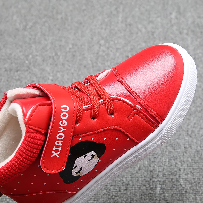 Мода для девочек кроссовки 2018 Резина Детские ботинки из искусственной кожи