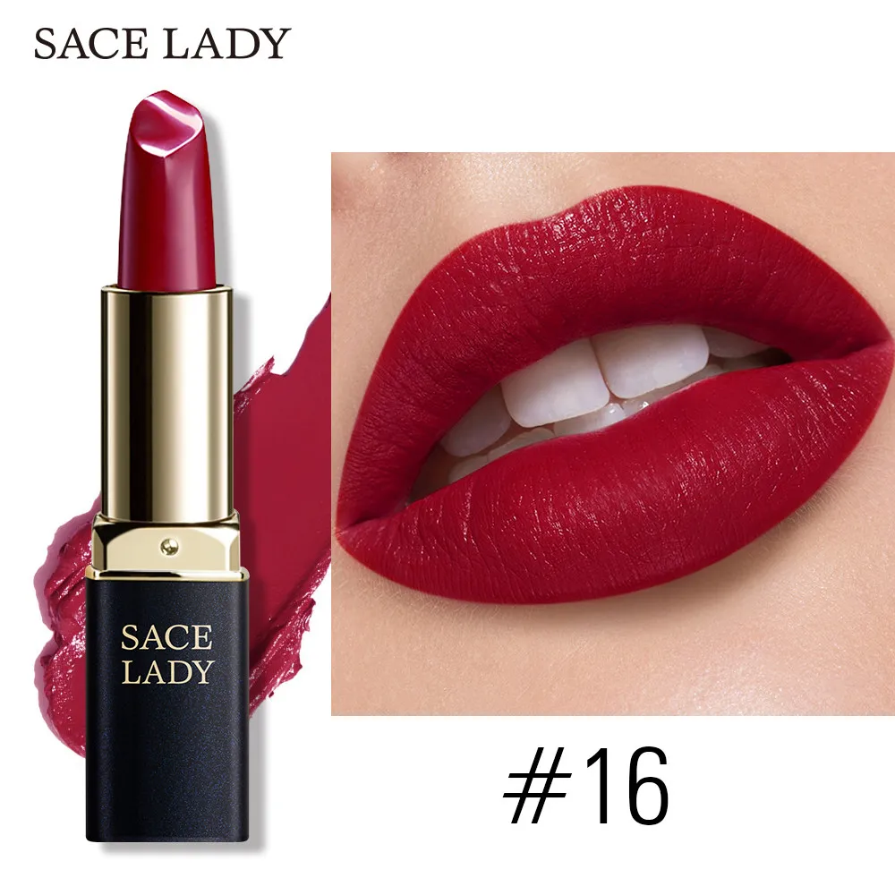 16 SACE LADY 18 цветов Шелковистые матовые Помада Макияж Водонепроницаемый телесный бархатная губная помада макияж Гладкая Высокая пигментированная текстура косметика - Цвет: 16