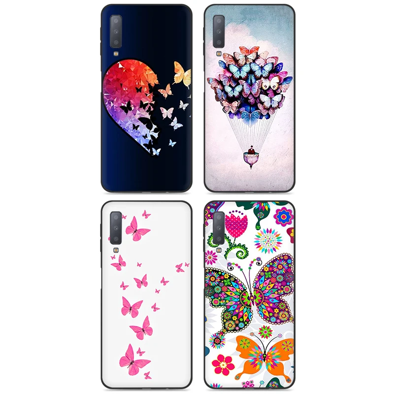 Фэнтези Красочные бабочки Мягкий силиконовый чехол для телефона Samsung A3 A5 A6 Plus A7 A8