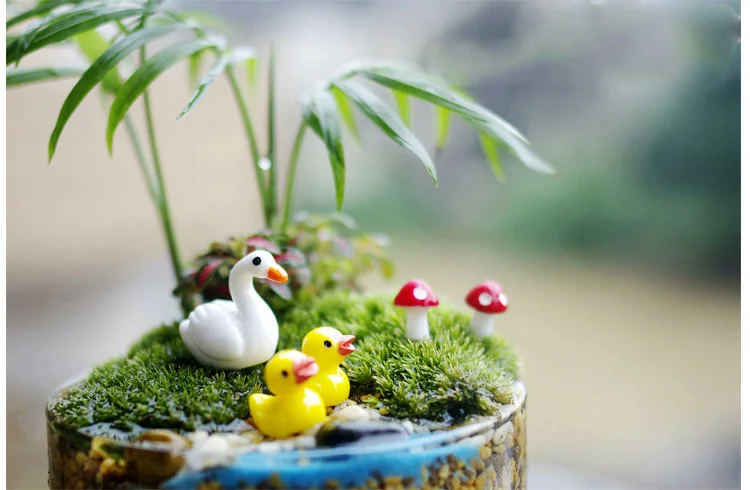 3 шт./лот фигурка лебедя утки декоративная мини Фея Сад Аквариум аквариум статуя