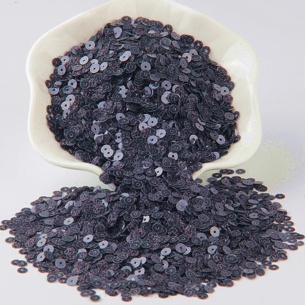 4mm glitter black Блестка черная блестка 3 мм-30 мм ПВХ Плоская Круглая тусклая полированная тесьма с пайетками для шитья свадьбы ремесло Женская одежда Аксессуары - Цвет: 4mm glitter black