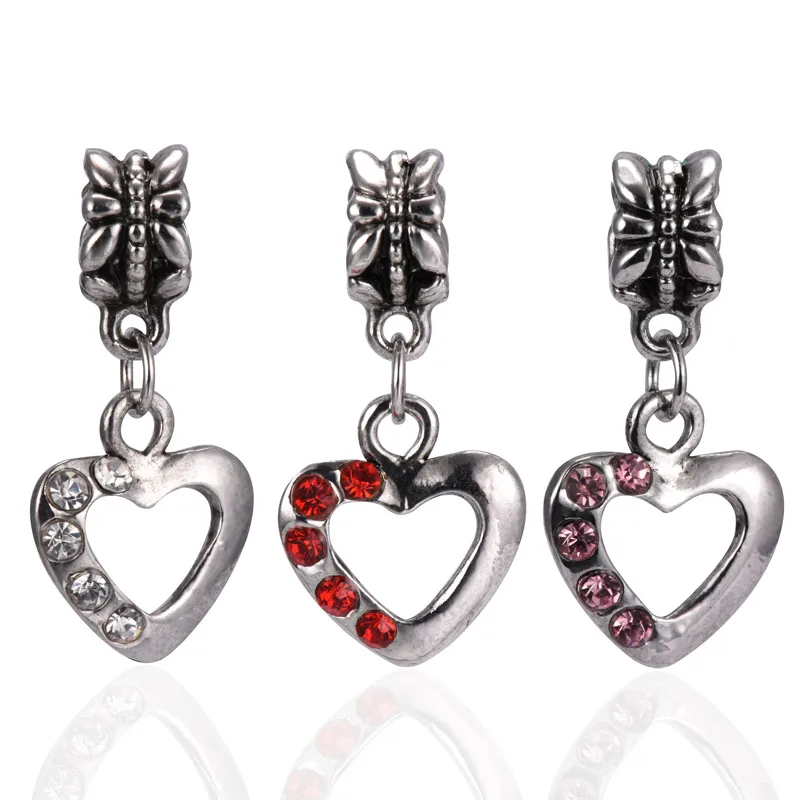 Европейский металлический сплав стразы полые сердца подвеска бисер