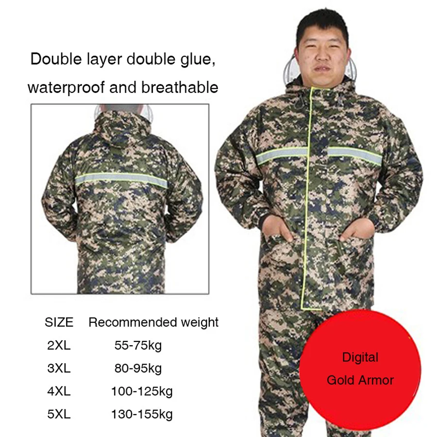 

Size Raincoat 5XL Big Men Weight Flexible Retractable Riding Rainsuit Fishing Camping Fat Man Obesity Chubasquero Mujer 40YY126