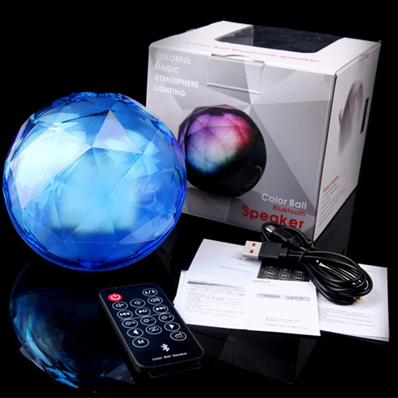 

LED Light Crystal Ball Bluetooth Speaker Night Light USB MP3 Player Remote Control Hands-free Calling AUX Mode TF Card LED Lamp