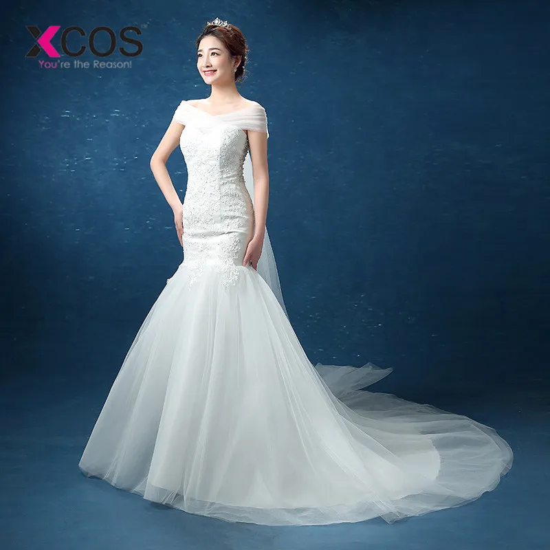 XCOS Vestido De Noiva Princesa дешевое сексуальное свадебное платье русалки кружево как на