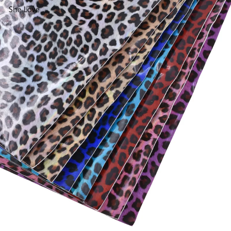 Chzimade A3 Leopard Printed Fabric Artificial Laser Synthetic Leather For Bags Garment Clothes Diy Sewing Materials Handmade | Дом и сад