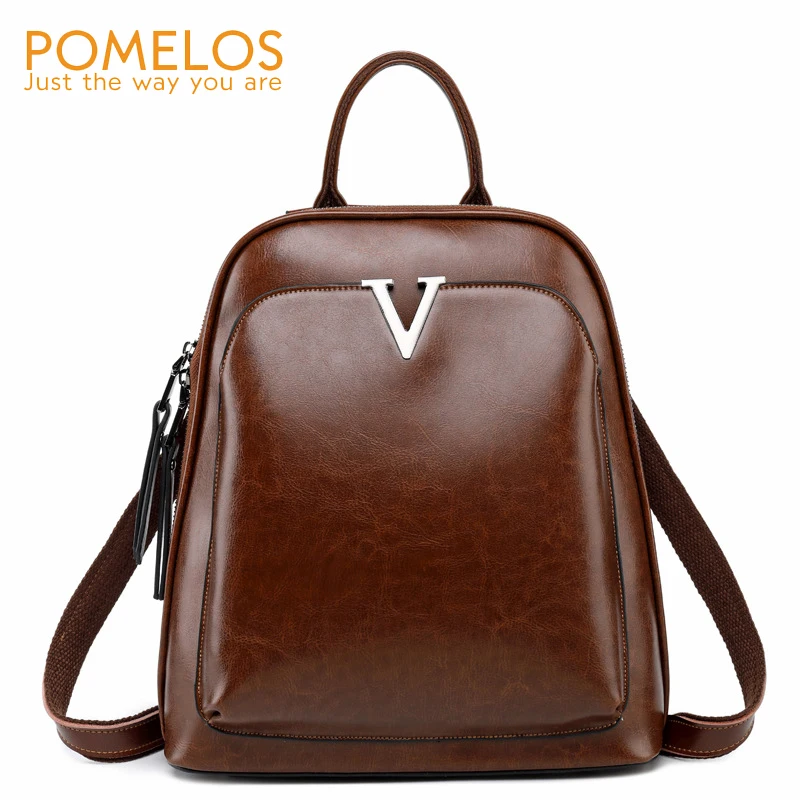 Женский кожаный рюкзак POMELOS модный дизайнерский из спилковой кожи с защитой от