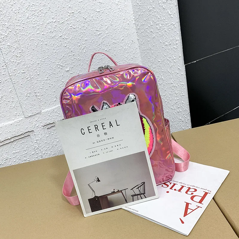 Трендовый рюкзак для молодых девушек со светоотражающими полосками и блестками